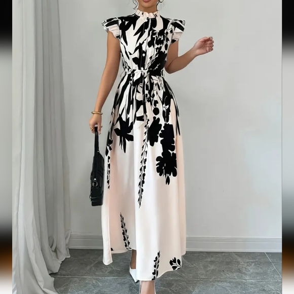 Amazon Dresses & Skirts - Elegant Black & White Floral Maxi Dress - Size XL 🖤 NWOT